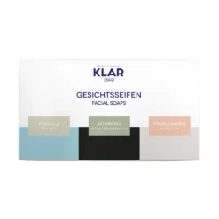 Geschenkset Gesichtsseifen (Meersalz, Aktivkohle, Porzellanerde), Cosmos Zertifiziert, Palmölfrei